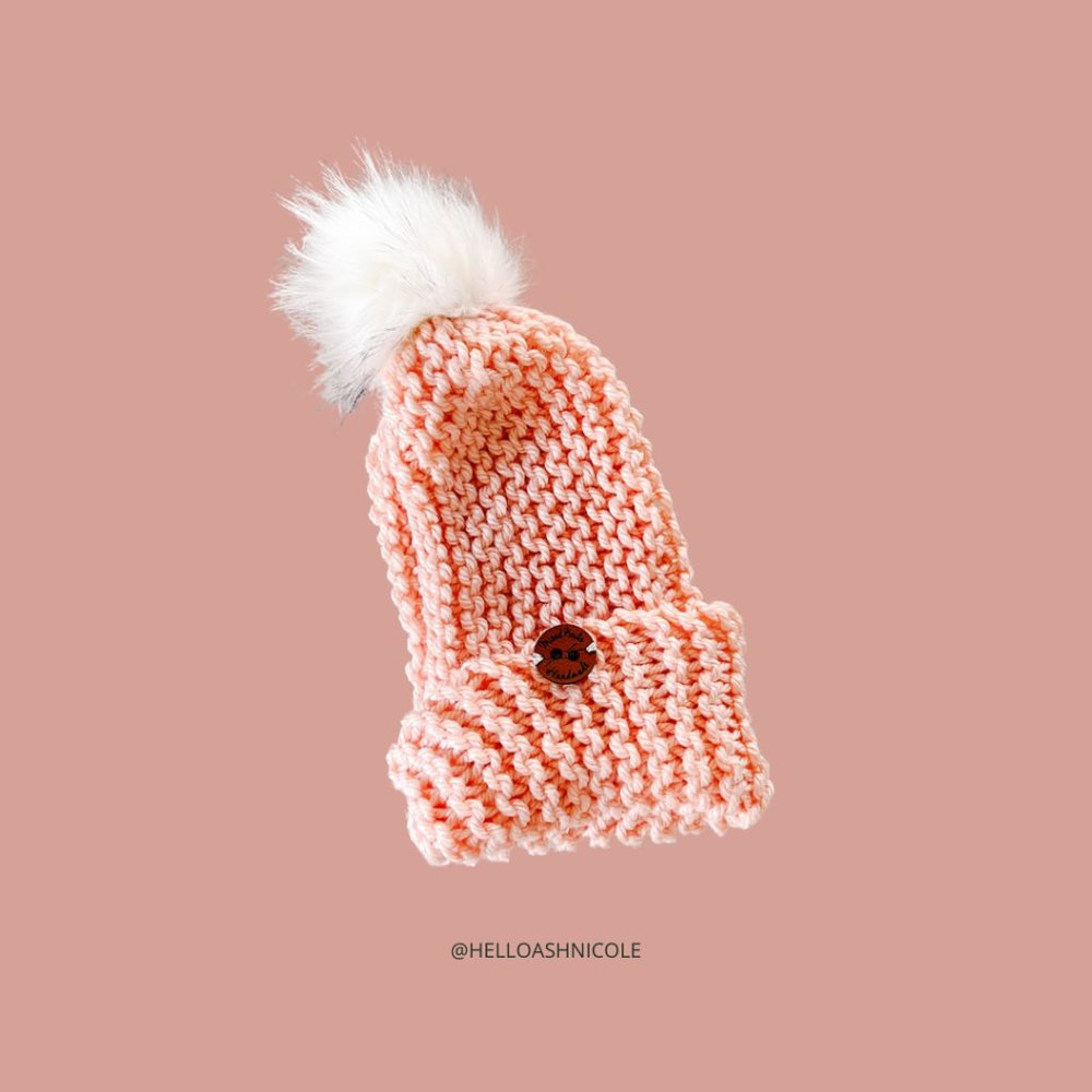 Handmade Pink Knitted Stocking Cap